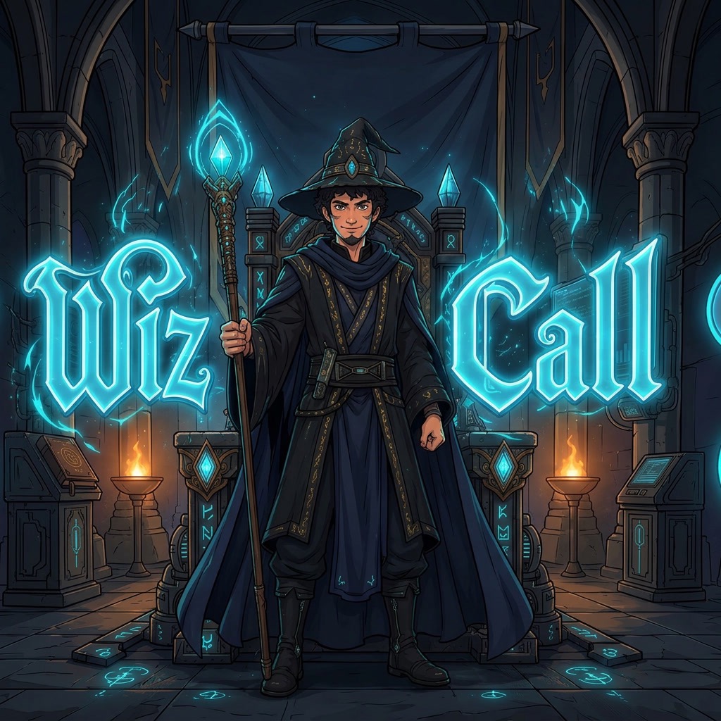 The Wiz Call wizard in a holographic medieval Solana throne room